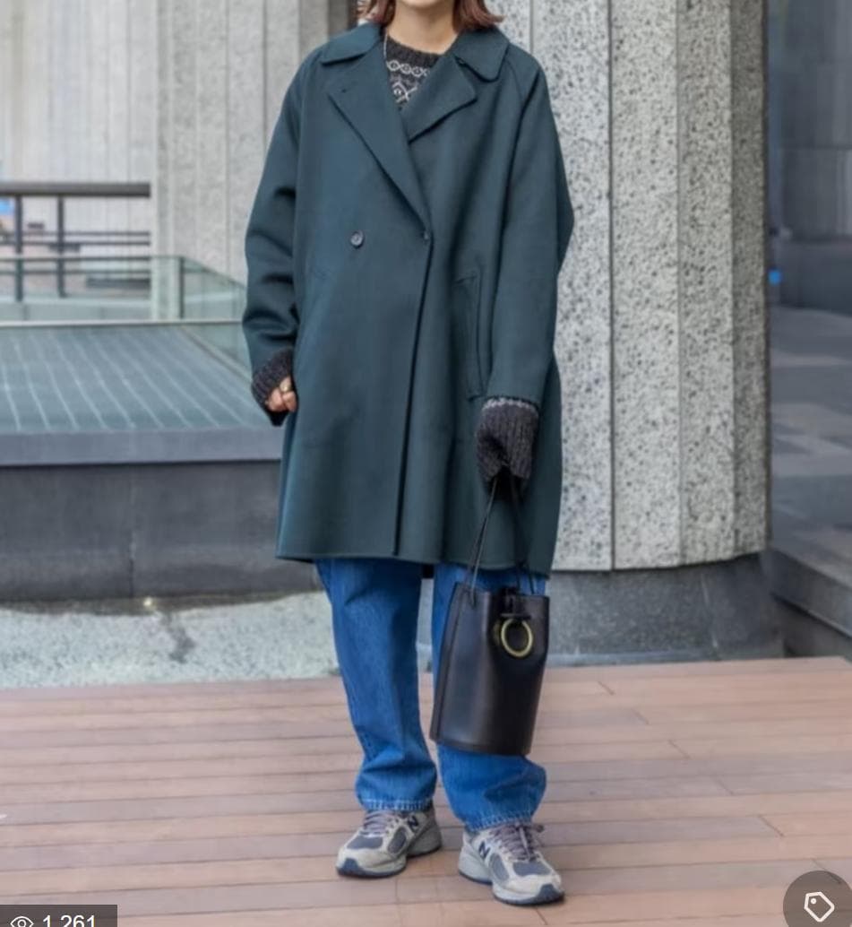 22aw Beauty & Youth リバー ポンチョ コート S Green