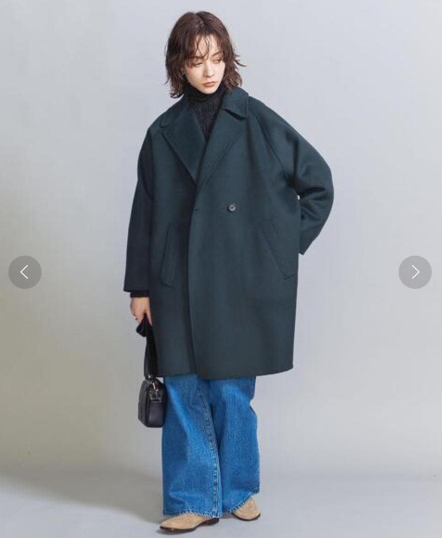 22aw Beauty & Youth リバー ポンチョ コート S Green