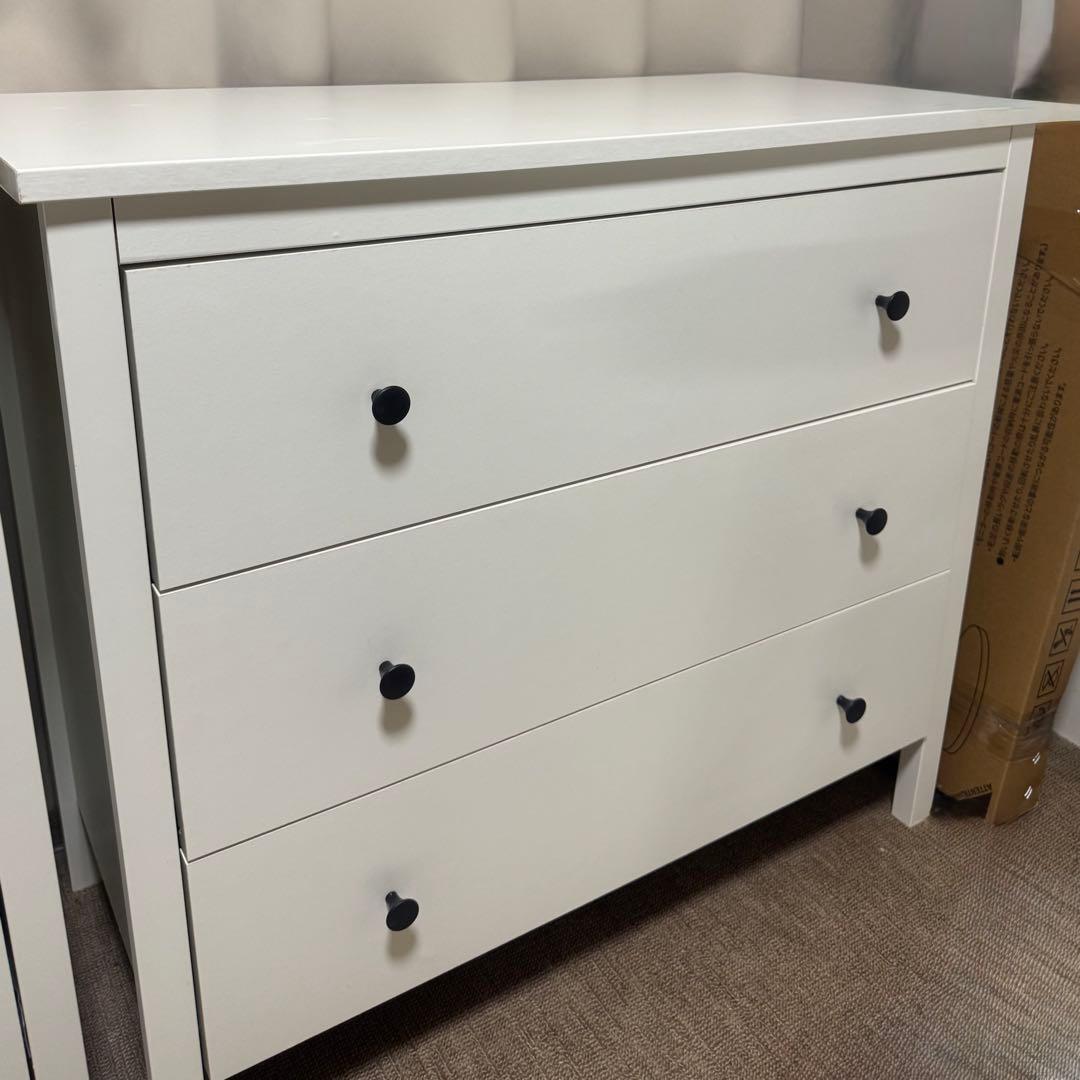 【廃盤超美品】IKEA コッパン KOPPANG 3段チェスト　木製　ホワイト