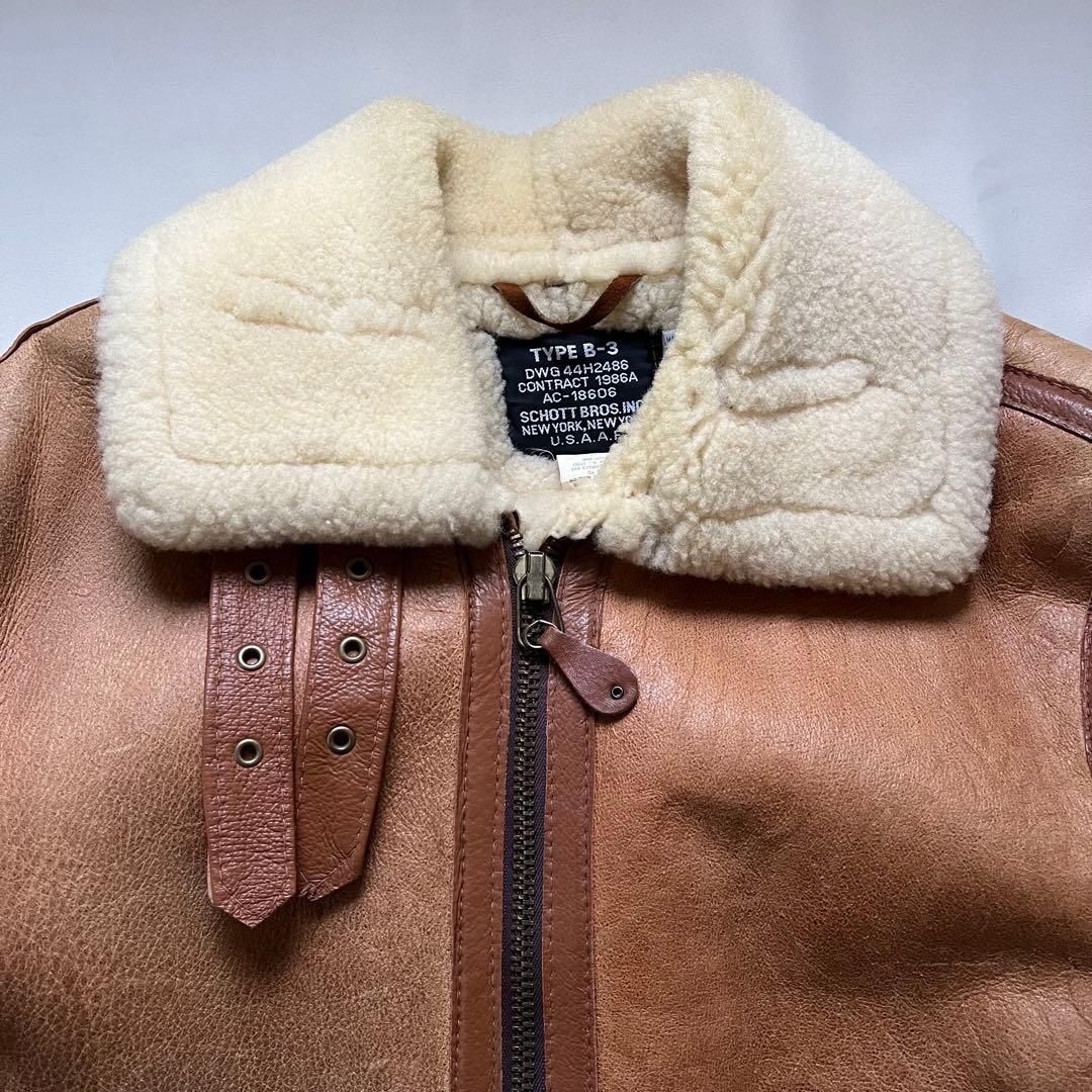 レアSchott ショットB-3 フライトジャケット ボア ムートン42 USA