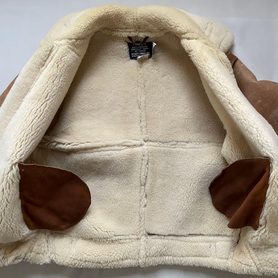 レアSchott ショットB-3 フライトジャケット ボア ムートン42 USA