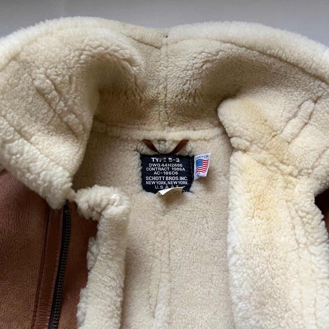 レアSchott ショットB-3 フライトジャケット ボア ムートン42 USA