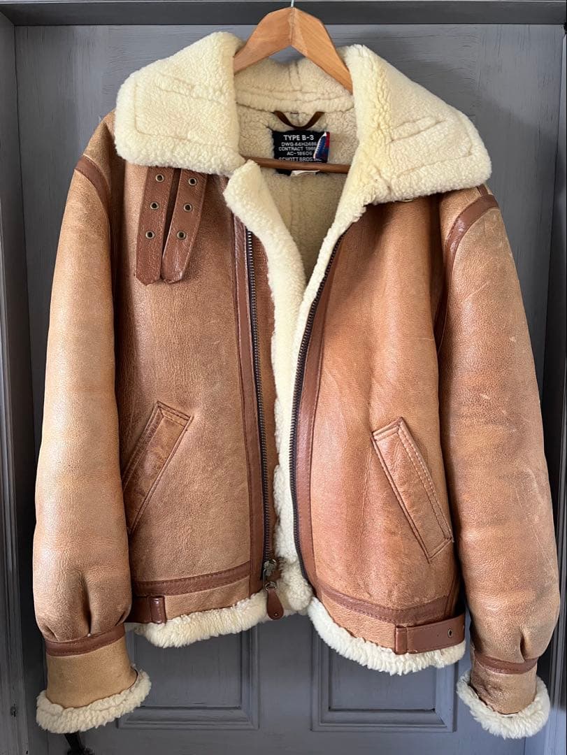 レアSchott ショットB-3 フライトジャケット ボア ムートン42 USA