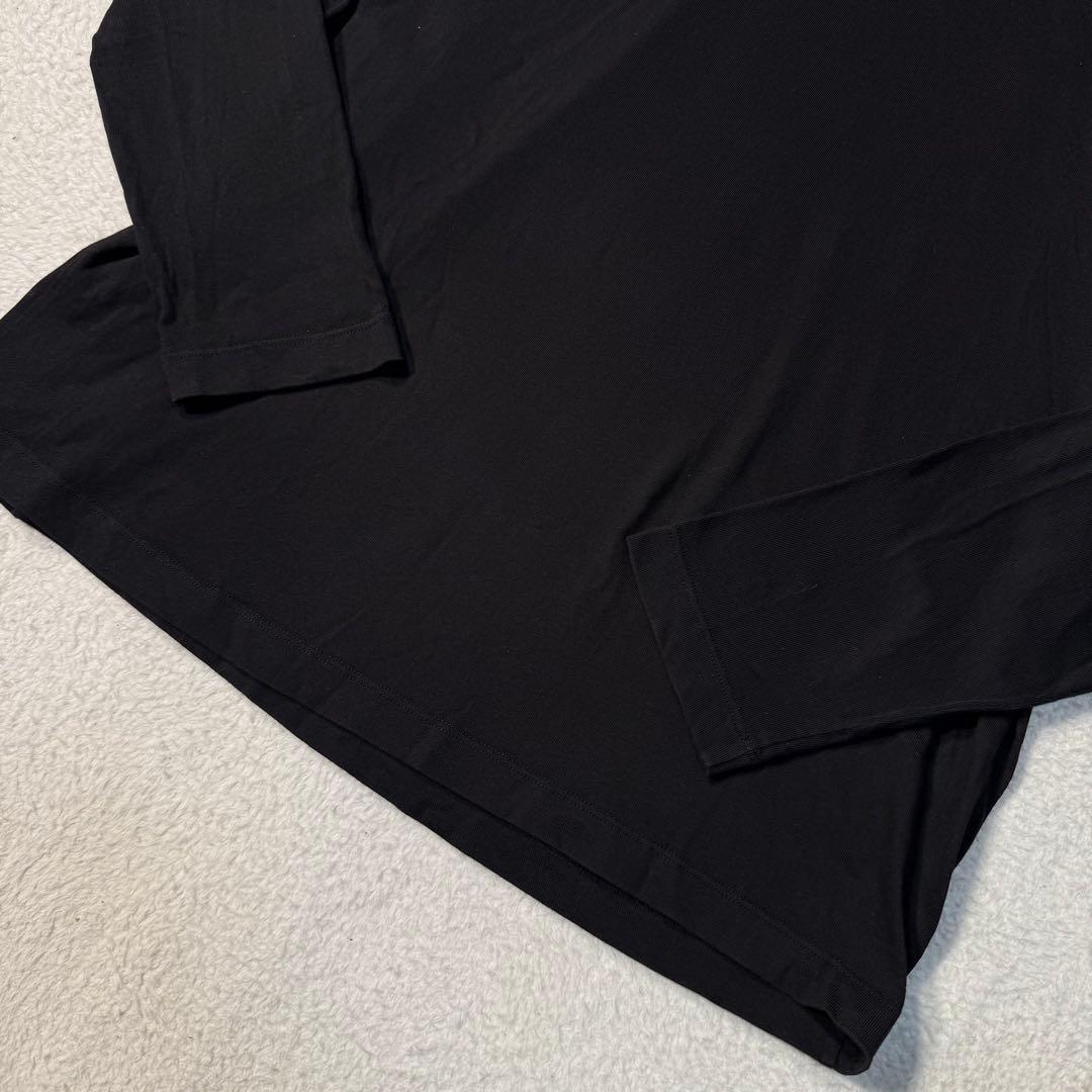 極美品 メンズL MONCLER LS T-SHIRT ロンT 袖ワッペン 黒