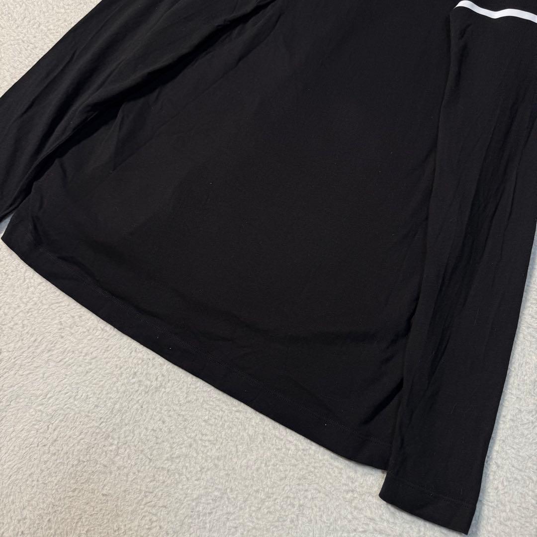 極美品 メンズL MONCLER LS T-SHIRT ロンT 袖ワッペン 黒