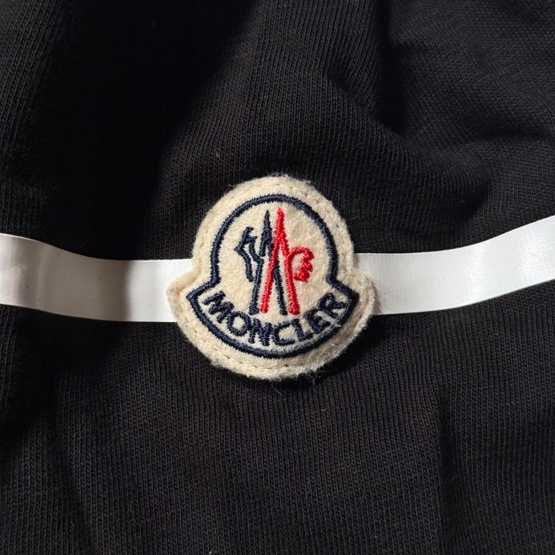 極美品 メンズL MONCLER LS T-SHIRT ロンT 袖ワッペン 黒
