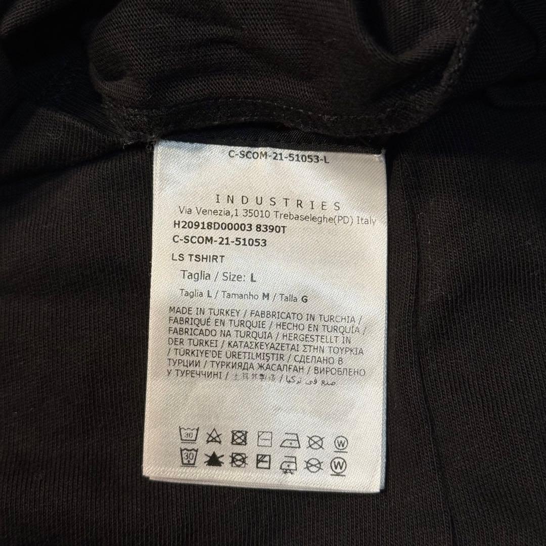 極美品 メンズL MONCLER LS T-SHIRT ロンT 袖ワッペン 黒