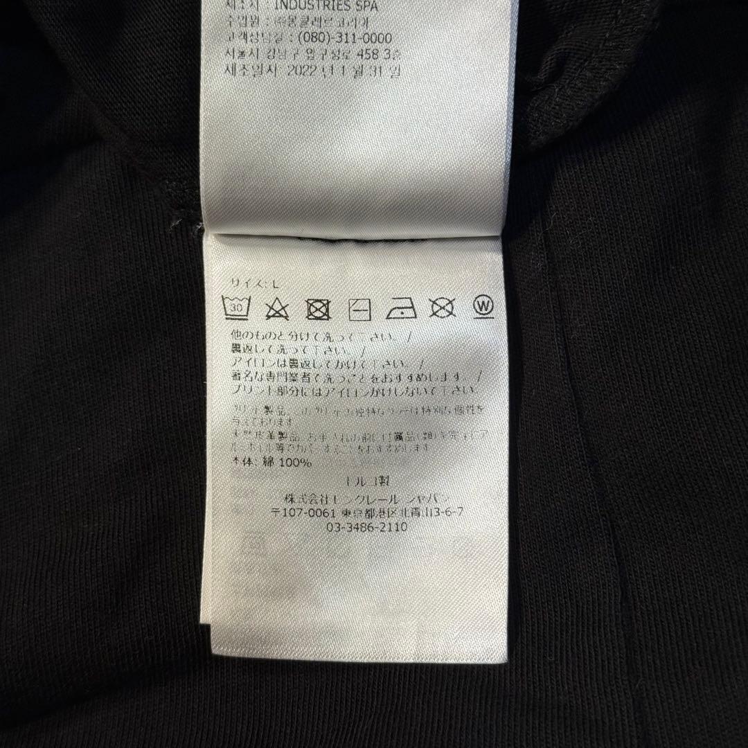 極美品 メンズL MONCLER LS T-SHIRT ロンT 袖ワッペン 黒