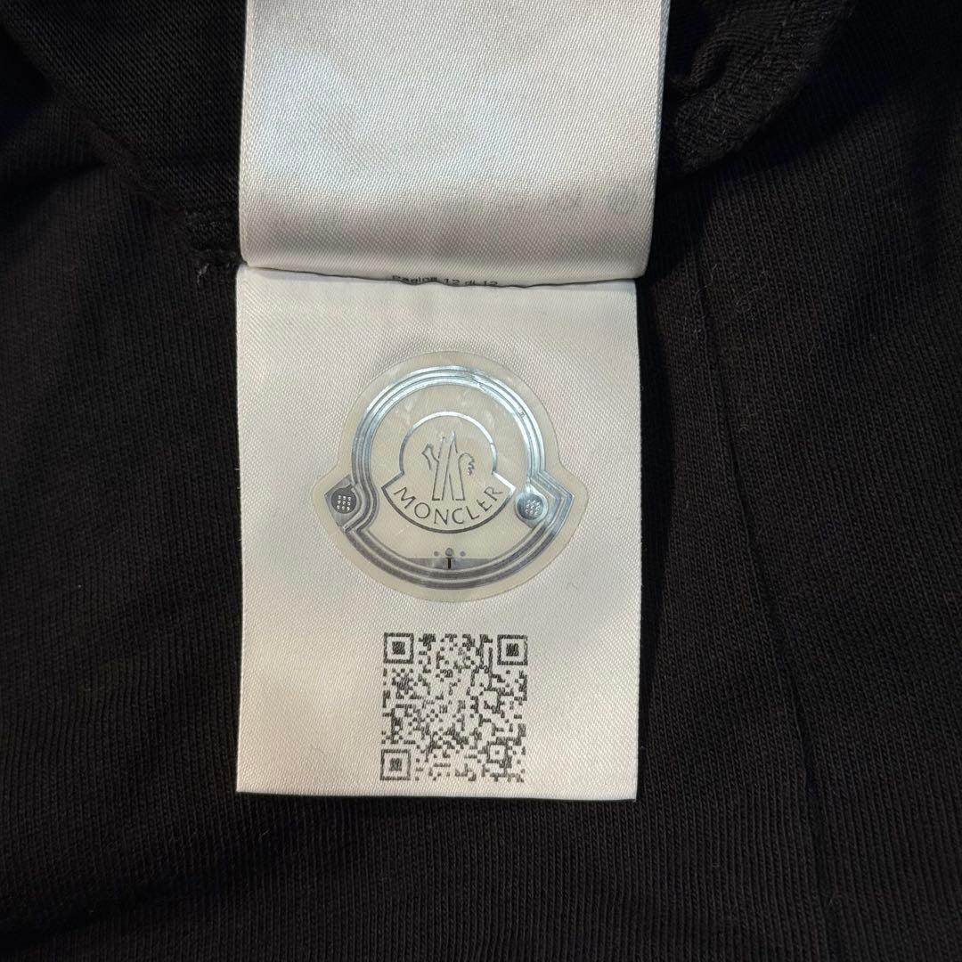 極美品 メンズL MONCLER LS T-SHIRT ロンT 袖ワッペン 黒