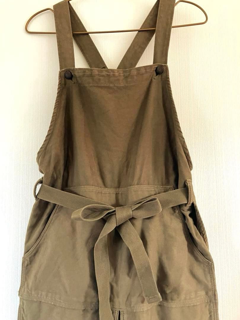 ●ほぼ未使用品●45R 45rpm●麦サテンのエプロンドレス ワンピース カーキ