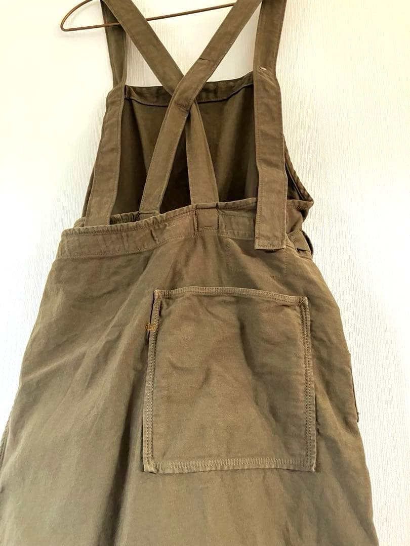 ●ほぼ未使用品●45R 45rpm●麦サテンのエプロンドレス ワンピース カーキ