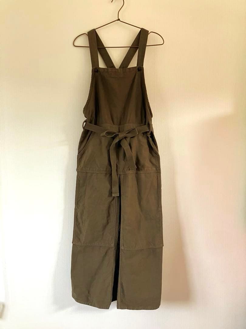 ●ほぼ未使用品●45R 45rpm●麦サテンのエプロンドレス ワンピース カーキ