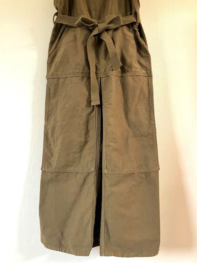 ●ほぼ未使用品●45R 45rpm●麦サテンのエプロンドレス ワンピース カーキ