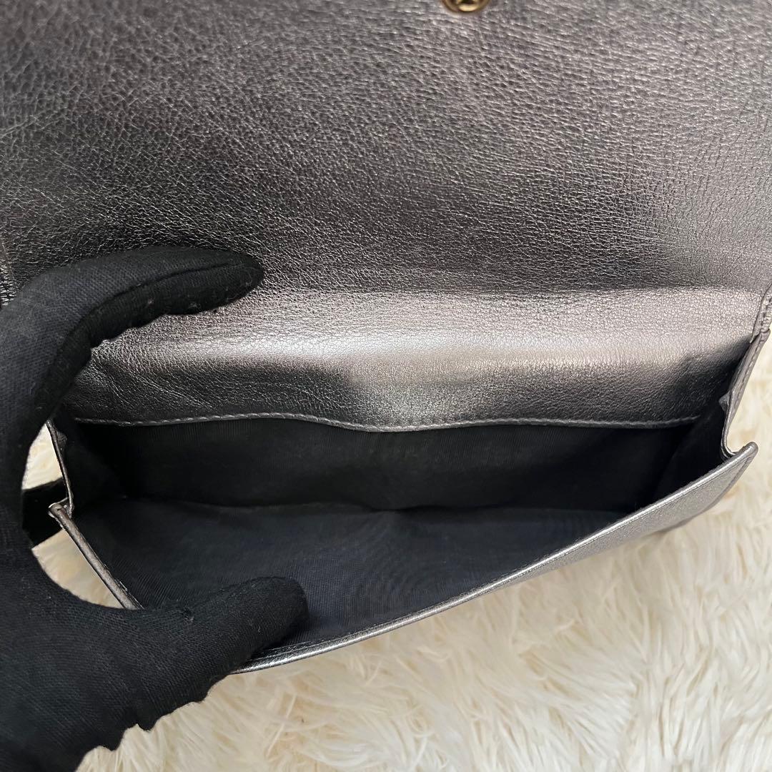 Yves Saint Laurent Yメール シルバー 長財布 ヴィンテージ