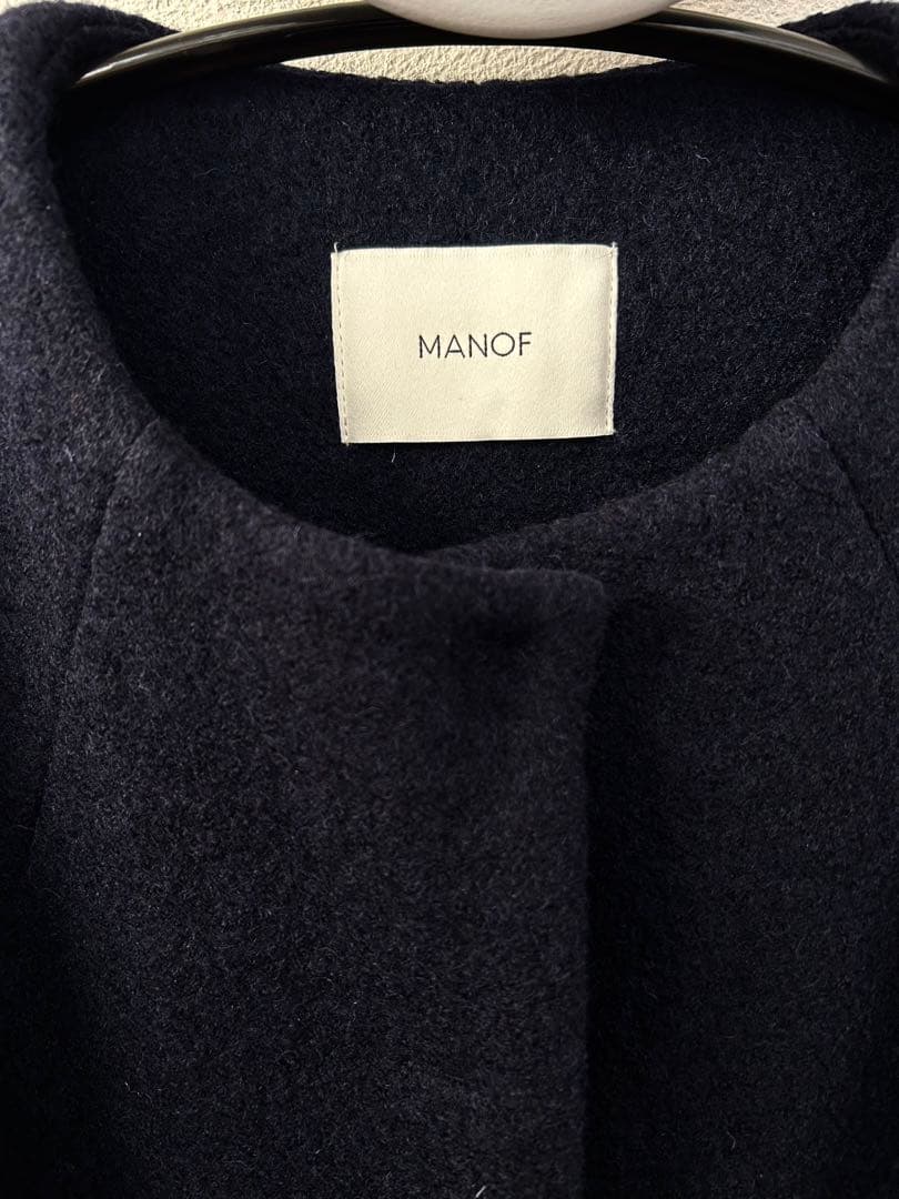 【MANOF】BOUCLE NO COLLAR COAT Sサイズ 未使用