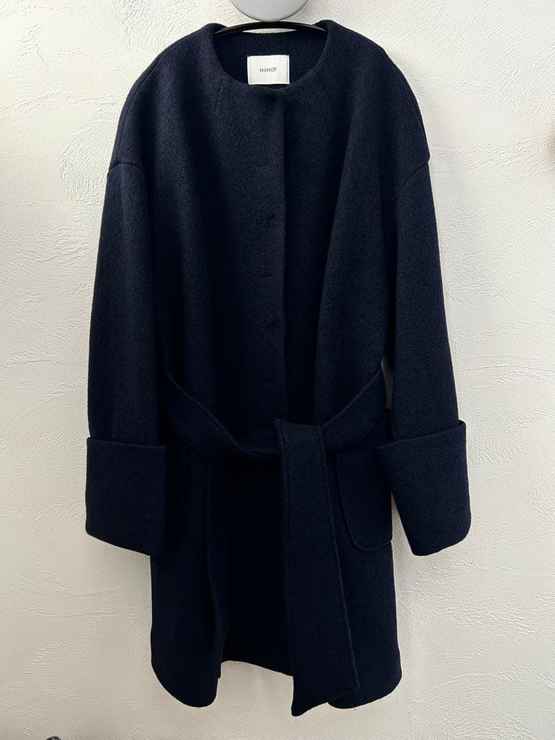 【MANOF】BOUCLE NO COLLAR COAT Sサイズ 未使用