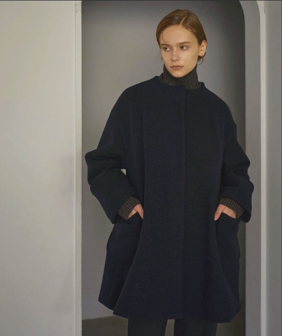 【MANOF】BOUCLE NO COLLAR COAT Sサイズ 未使用