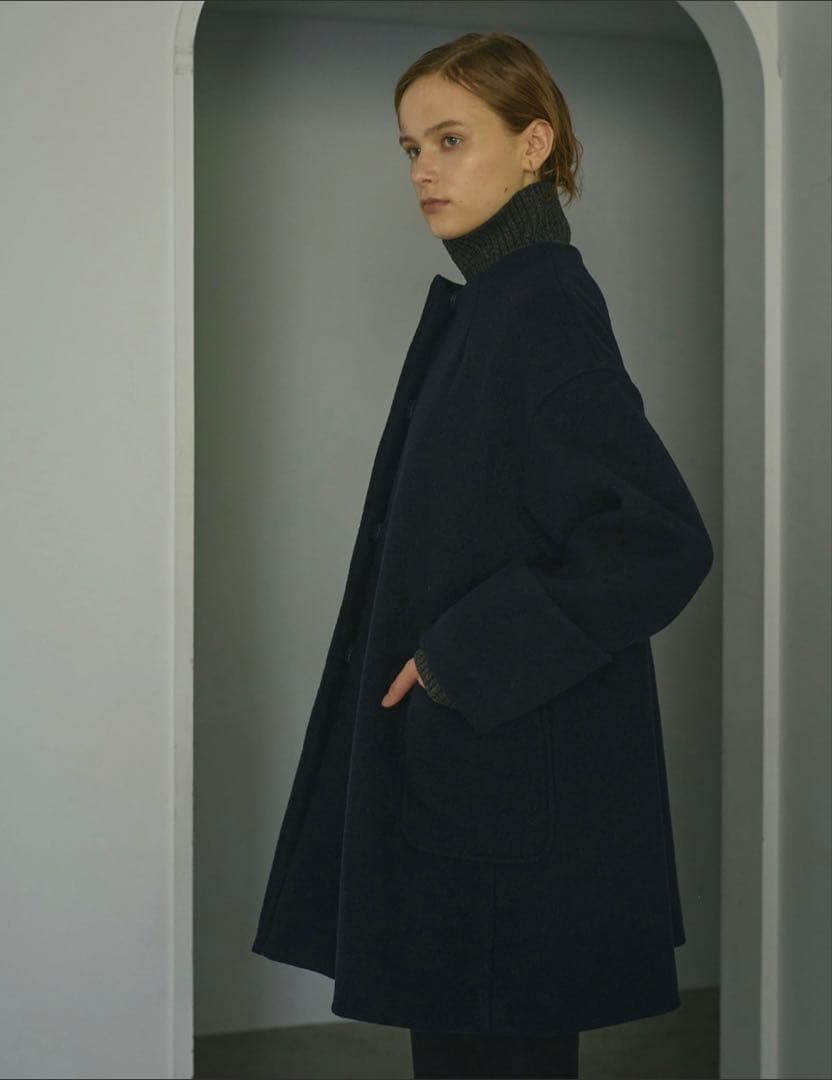 【MANOF】BOUCLE NO COLLAR COAT Sサイズ 未使用