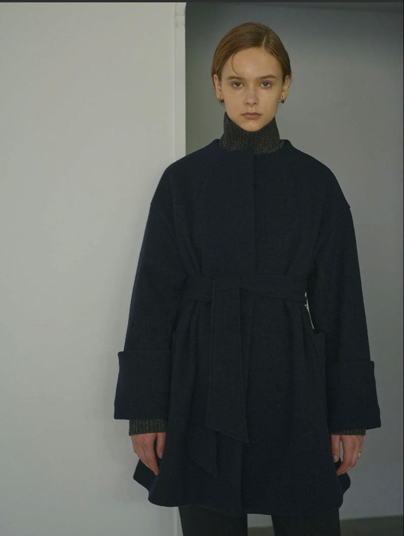 【MANOF】BOUCLE NO COLLAR COAT Sサイズ 未使用