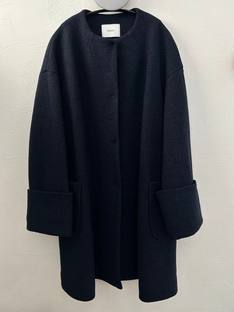 【MANOF】BOUCLE NO COLLAR COAT Sサイズ 未使用
