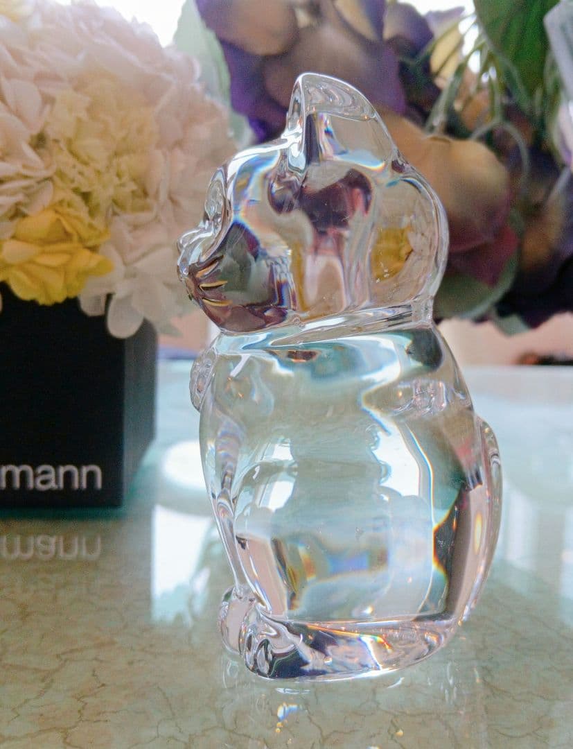 バカラ　Baccarat　招き猫　ゴールド　クリア　置き物　格安　開店祝