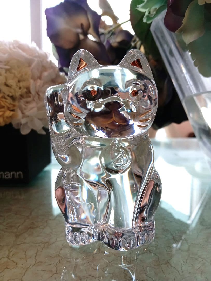 バカラ　Baccarat　招き猫　ゴールド　クリア　置き物　格安　開店祝