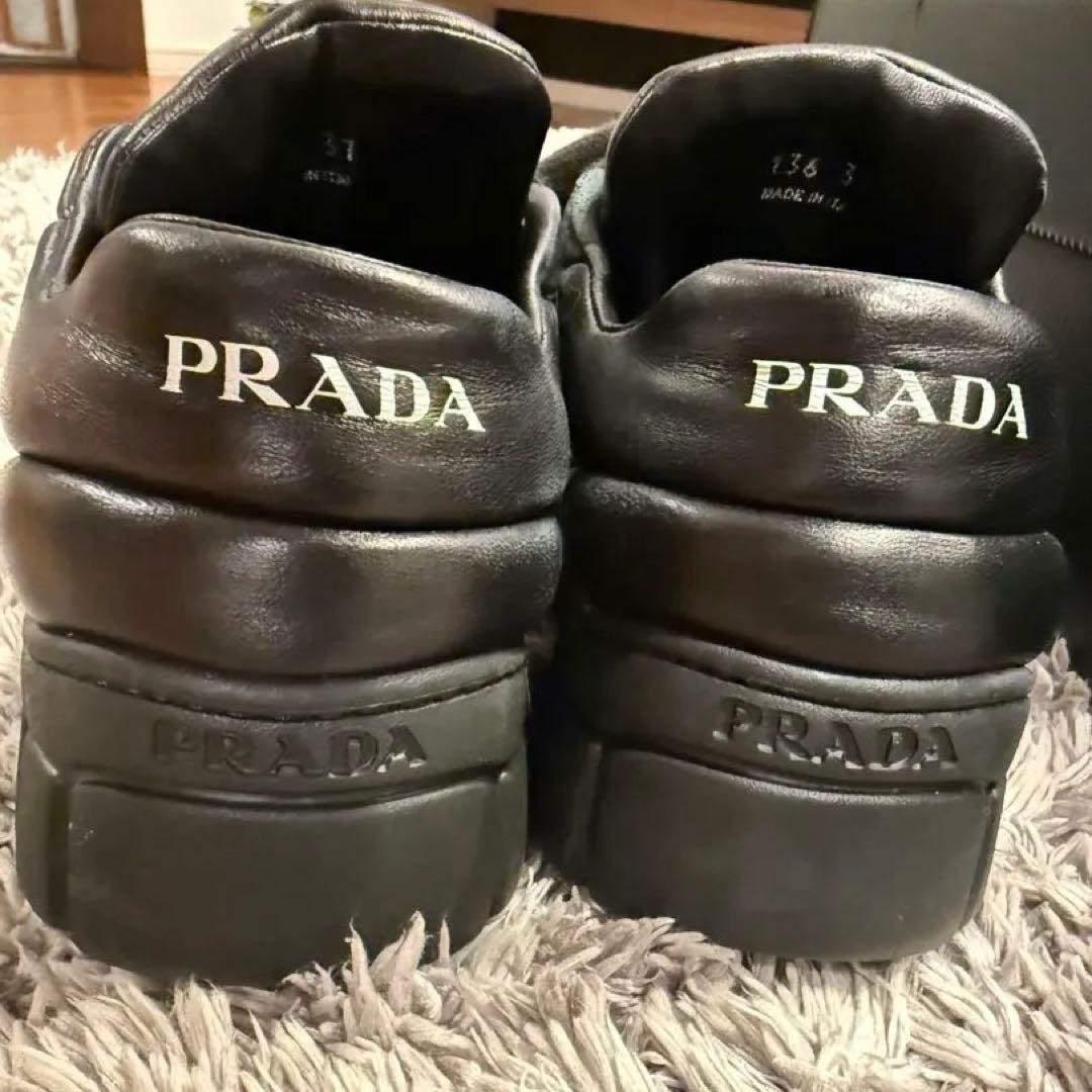 PRADA ブラック スニーカー 37 ブラック　厚底　箱付き