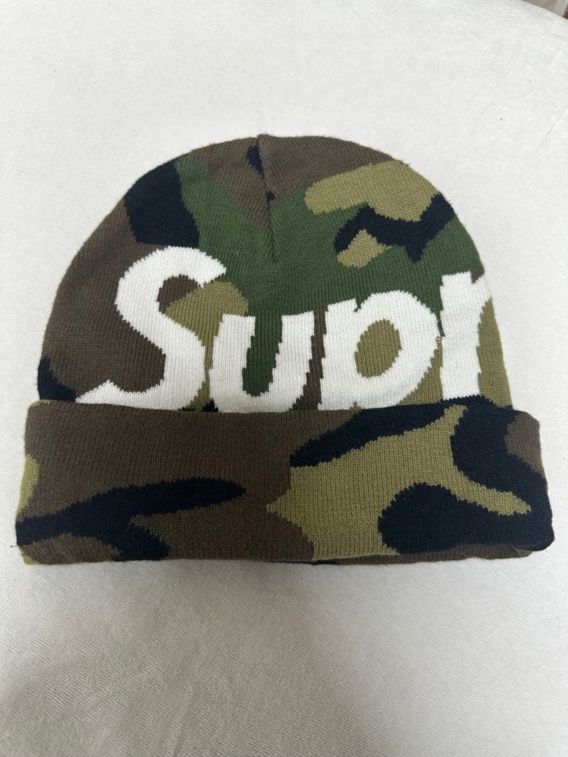 supreme 迷彩 ロゴ入り ニット帽