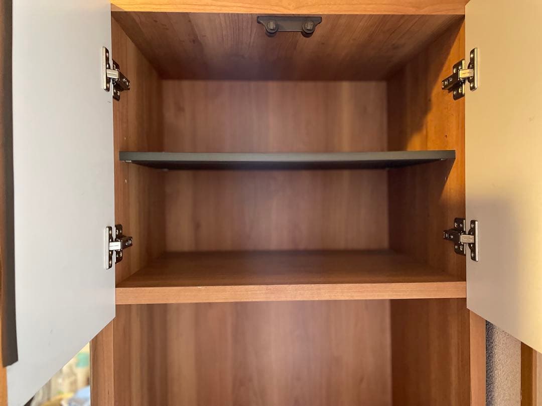 木目調シューズラック ミラー付き