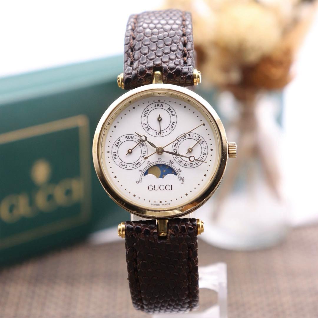 正規品【新品電池】GUCCI ムーンフェイズ/トリプルカレンダー 動作品 希少