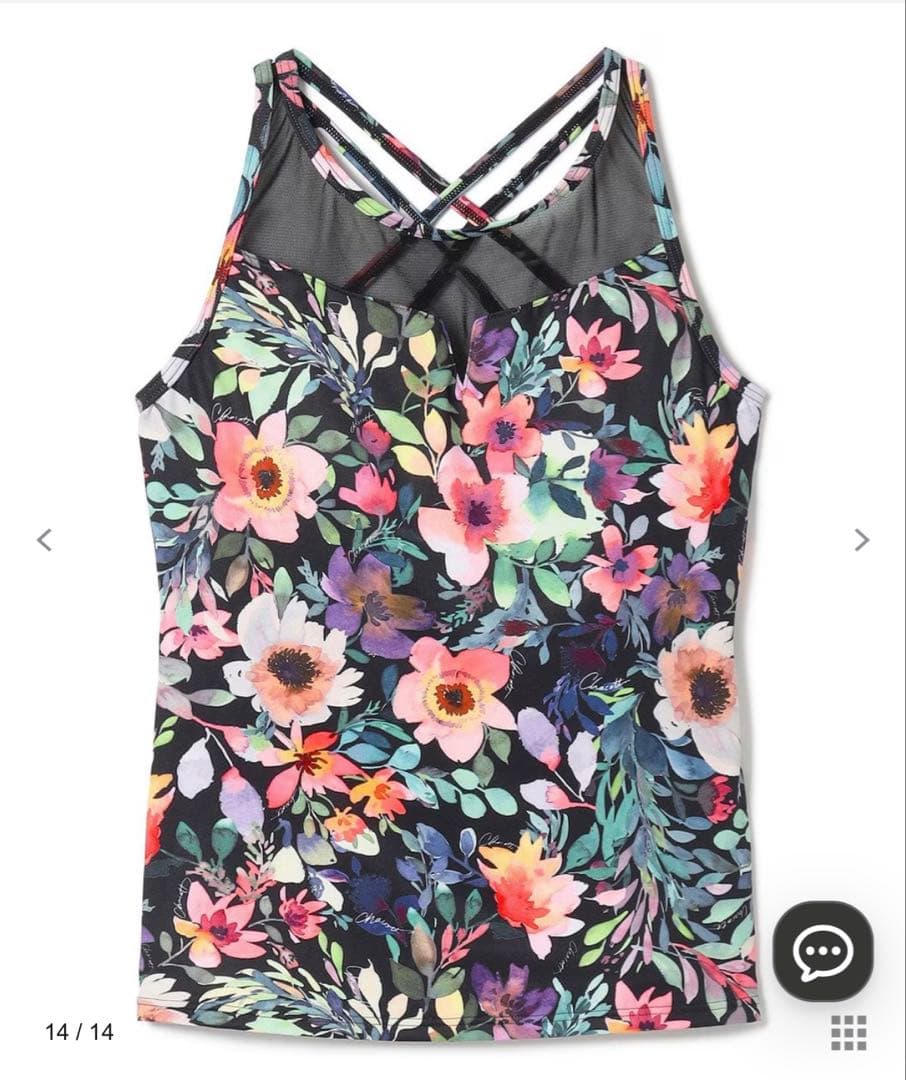 チャコット　ポピーフラワープリントトップ　新品　タグ付き　L 黒　ヨガ