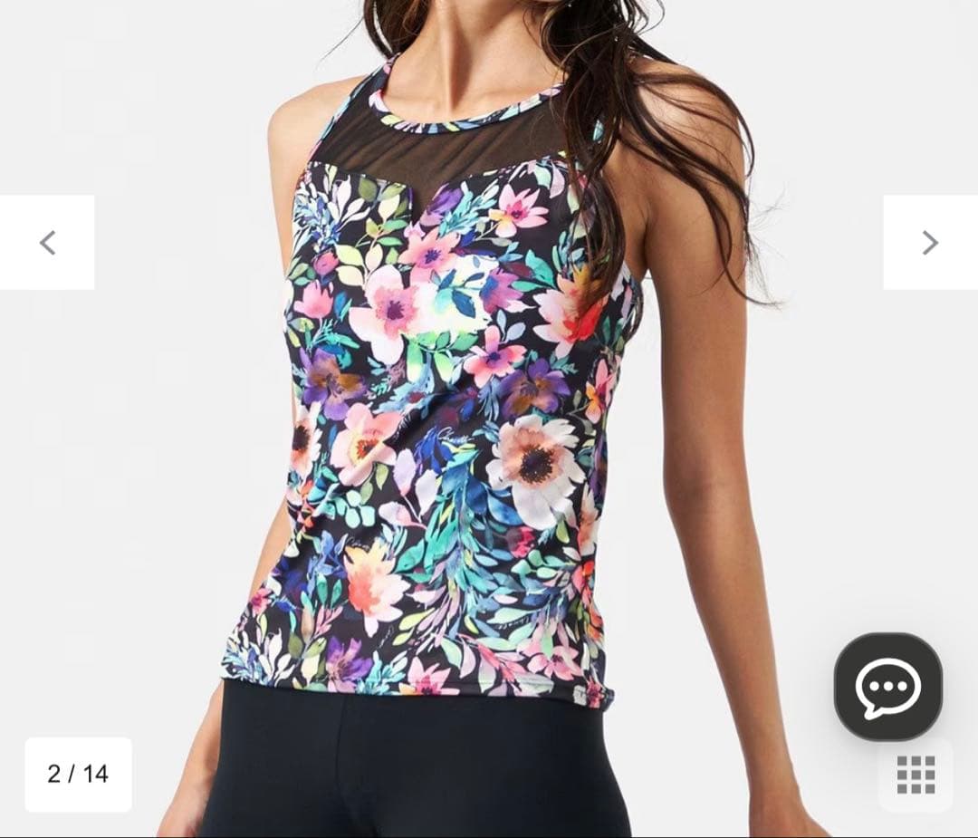 チャコット　ポピーフラワープリントトップ　新品　タグ付き　L 黒　ヨガ