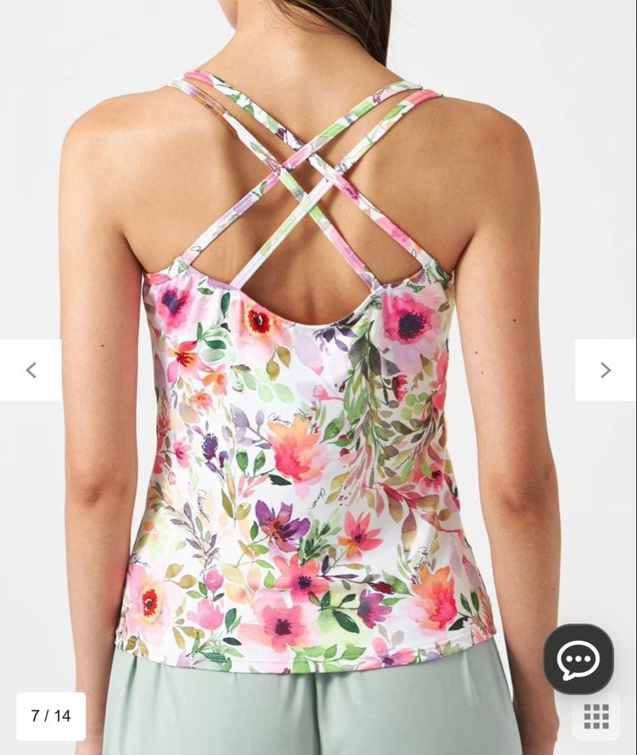 チャコット　ポピーフラワープリントトップ　新品　タグ付き　L 黒　ヨガ