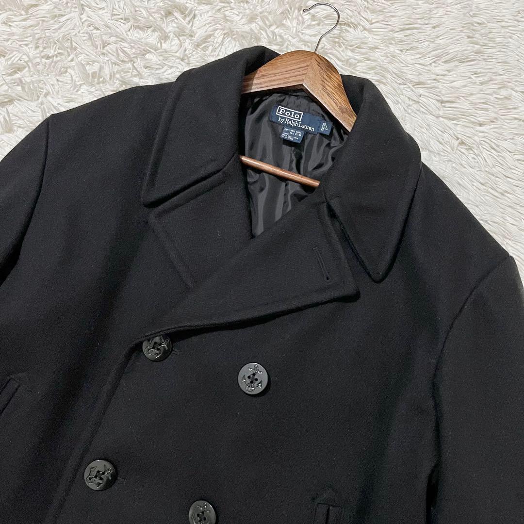 ✨美品✨ポロバイラルフローレン　ピーコート　ウールコート　ダブル　肉厚　黒　Ｌ