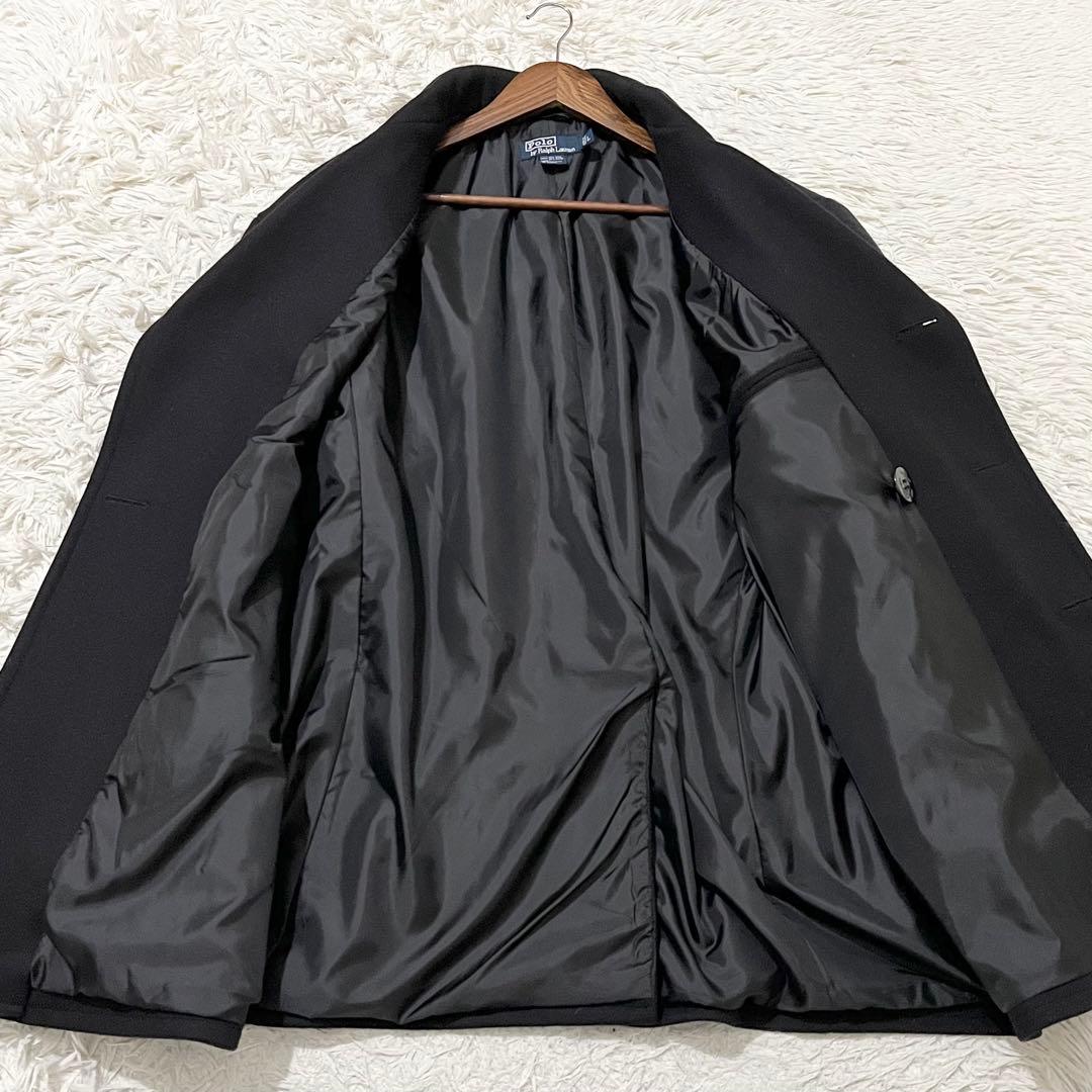 ✨美品✨ポロバイラルフローレン　ピーコート　ウールコート　ダブル　肉厚　黒　Ｌ