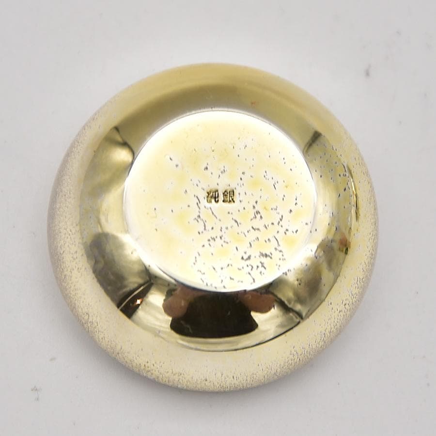 美品 純銀 ボンボニエール 香合 金象嵌 刻印 龍文様 辰 龍神様 共箱 48g