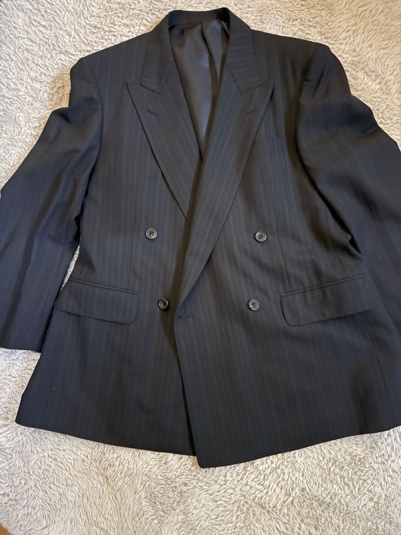 美品 バーバリー セットアップ ダブル 濃紺 ストライプ