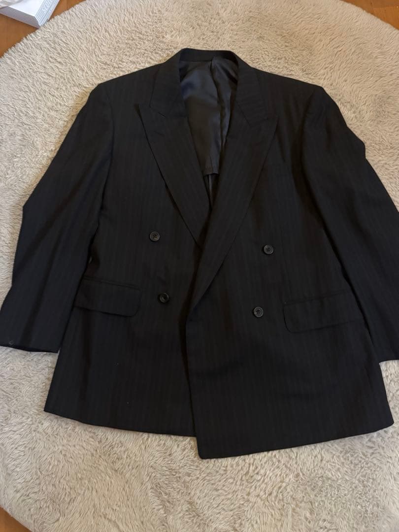 美品 バーバリー セットアップ ダブル 濃紺 ストライプ