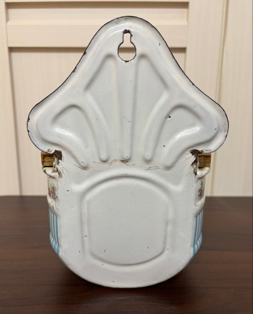 フランスアンティーク ホーロー キャニスター ローズガーランド　ローズバンド