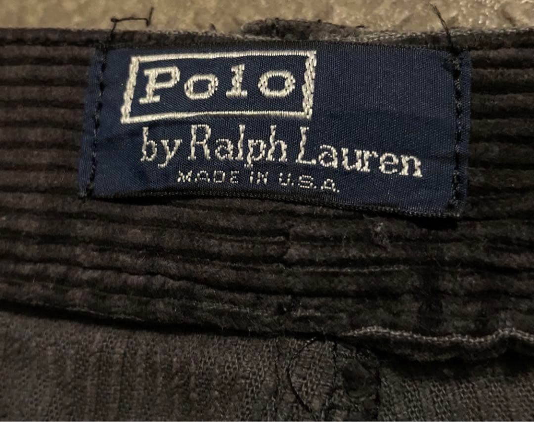 レア80s 90s USA製 ラルフローレン 黒 コーデュロイ トラウザー