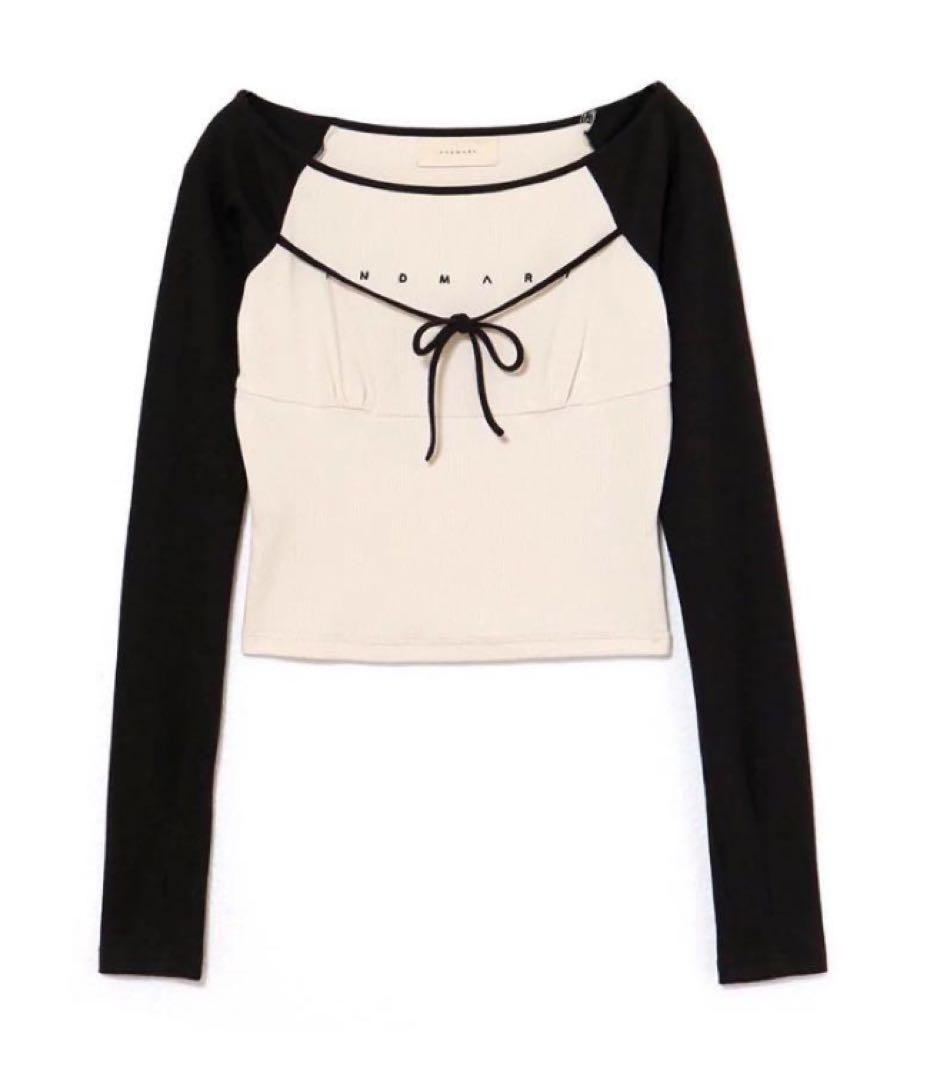 andmary Alma ribbon ブラック Tシャツ リボンデザイン