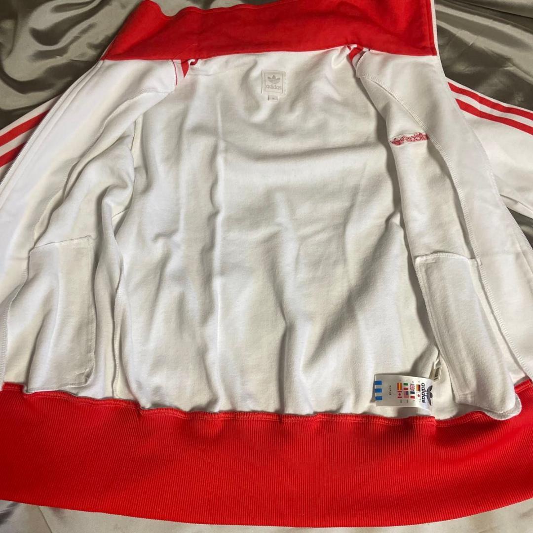 アディダス　ジャージ　超人気　ホワイト　レッド　　未使用に近い美品　M
