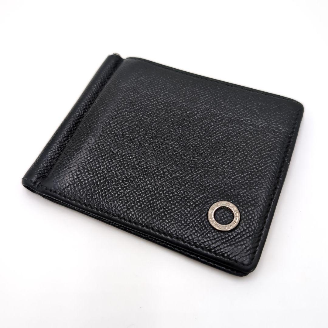 BVLGARI　ブルガリマン　二つ折り　マネークリップ　本革　ブラック　IC認証