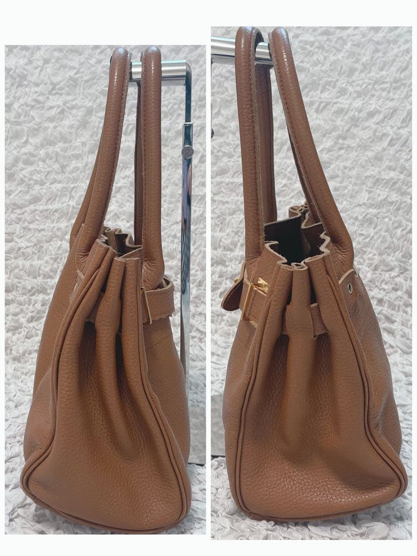 sita parantica 本革　ブラウン　キャメル　ハンドバッグ　金具付
