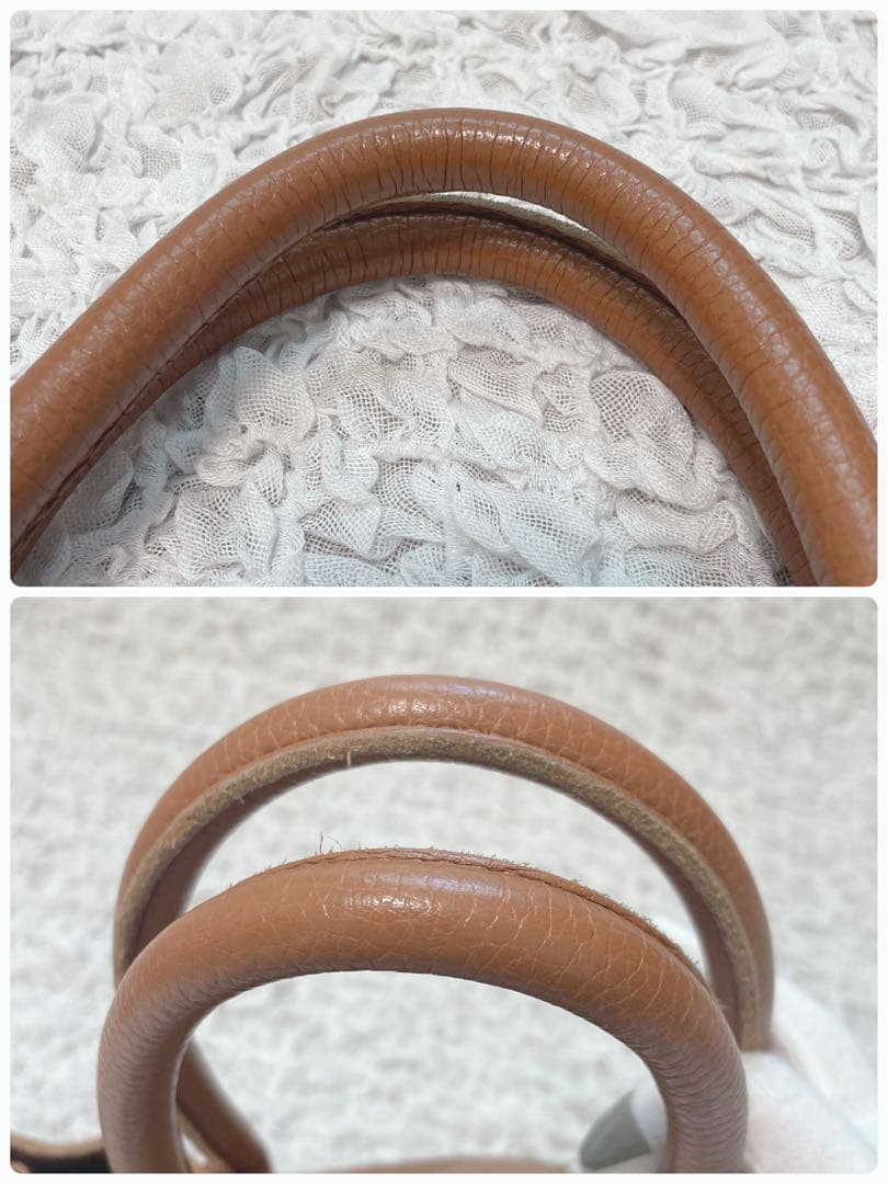 sita parantica 本革　ブラウン　キャメル　ハンドバッグ　金具付