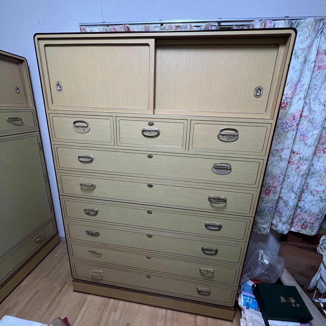 【婚礼家具】多目的収納 桐タンス 引き出し＋扉付き たのメル便