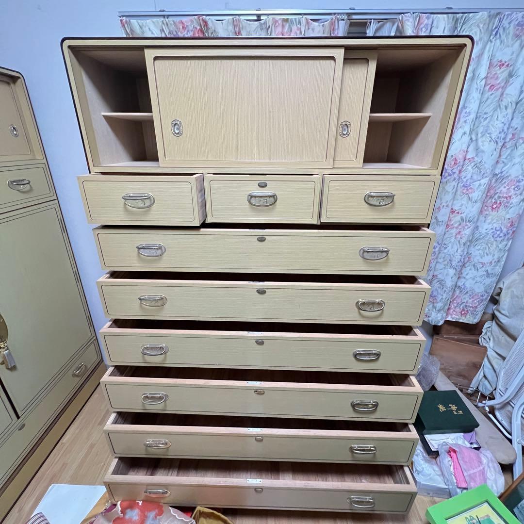 【婚礼家具】多目的収納 桐タンス 引き出し＋扉付き たのメル便