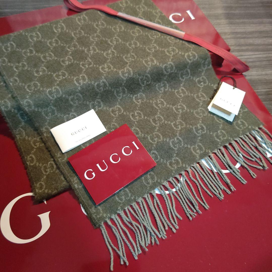 ❤極美品箱付き❤GUCCI マフラー ストール スカーフ❤カシミア❤グリーン❤