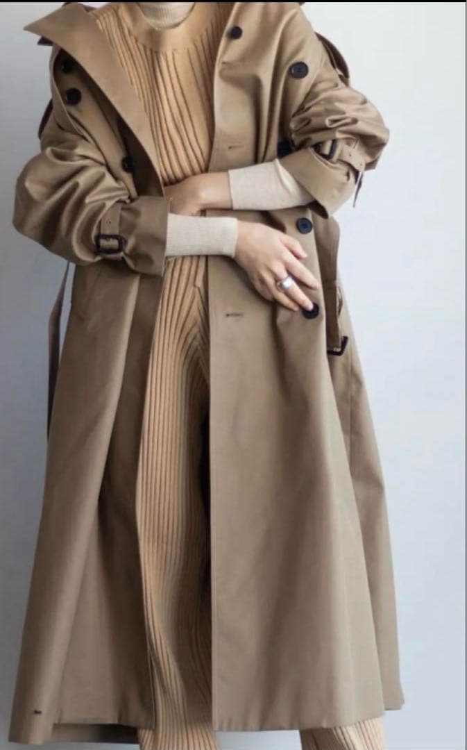 【未使用級❣️23AW】HYKE ビッグフィット トレンチコート M ベージュ