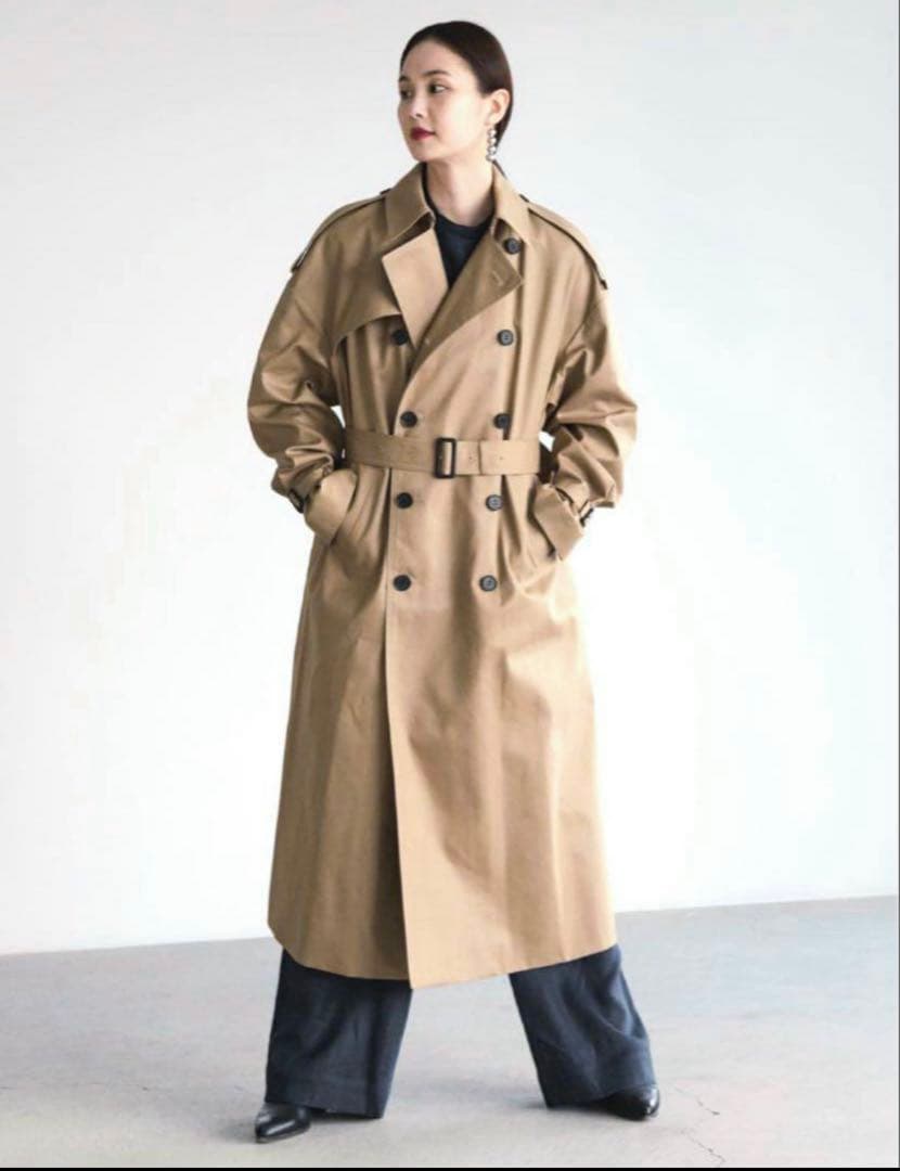 【未使用級❣️23AW】HYKE ビッグフィット トレンチコート M ベージュ